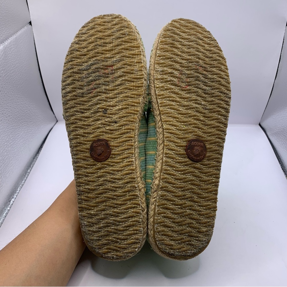 Acorn Women’s 8 Comfort Slip-on Flats Espadrille Acqua Blue/Green Shoes - Picture 7 of 9